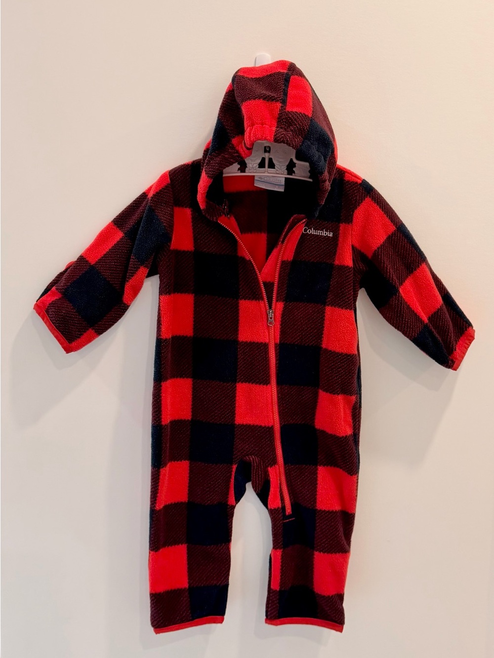 Columbia Infant Snowtop II Fleece Bunting - Red Buffalo Plaid